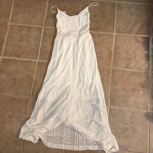 Abercrombie & Fitch Long White Lace Summer Maxi Dress